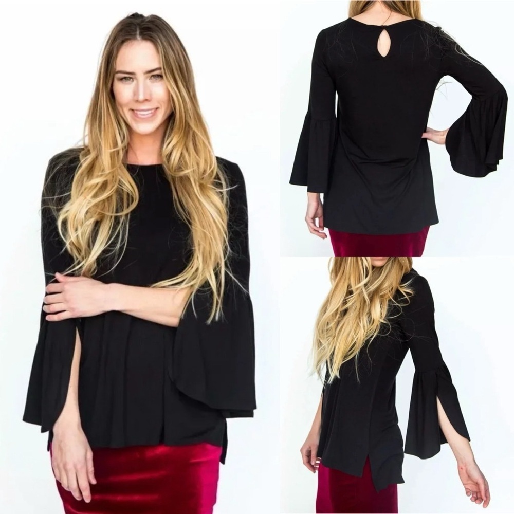 Agnes & Dora | Bell Sleeve Tunic Top Split Sleeve Keyhole Back